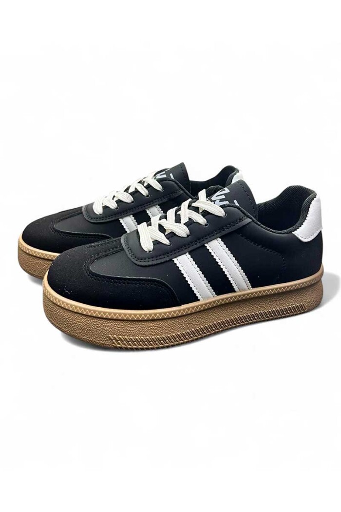 CALZADO DEPORTIVO DOS RAYAS PLATAFORMA Negro