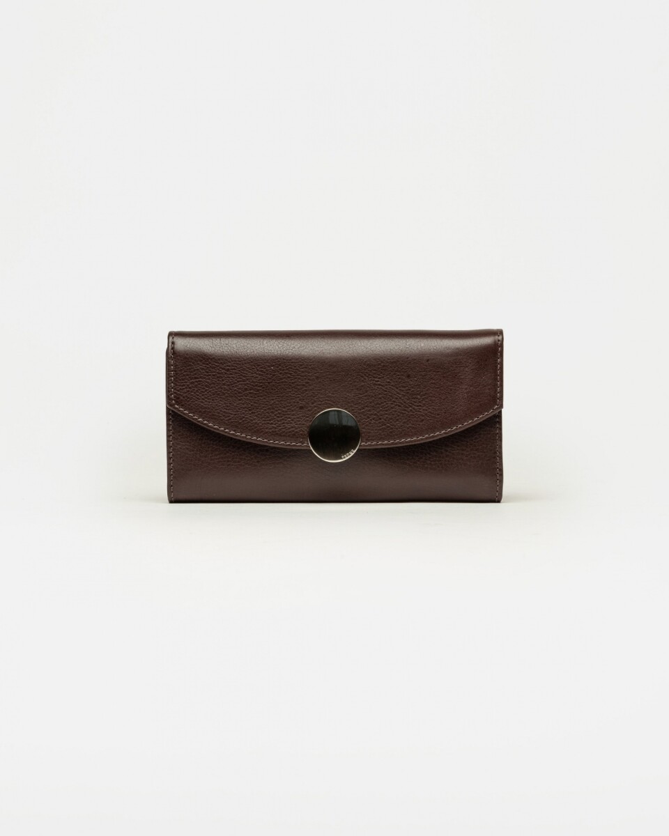 Billetera The Circle en cuero liso - Chocolate 