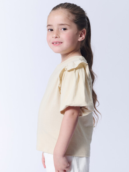 Remera manga balloon Beige