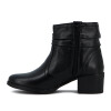 Country Bota Mujer De Cuero Caña Baja Taco Cuadrado Negro
