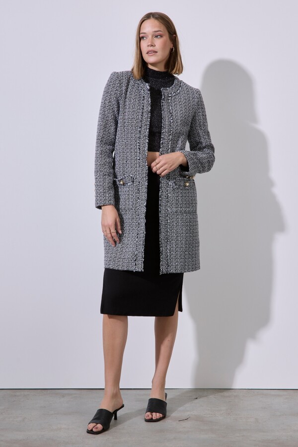 Chaqueta Tweed Larga NEGRO/BLANCO