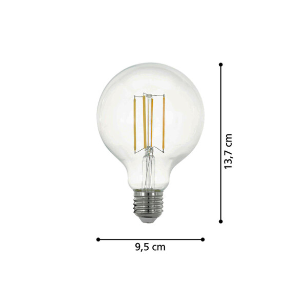 Lámpara LED globo transp. G95 E27 8W cálida 1055Lm EG5312