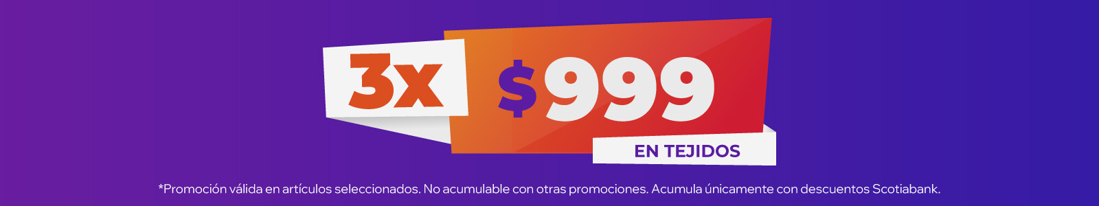 Tejidos 3 x $ 999