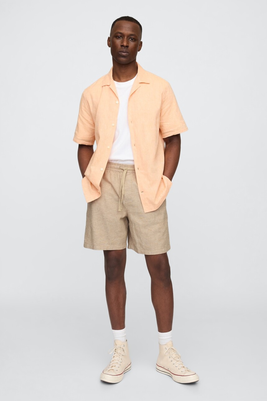 Short De Lino Easy 7Inch Hombre Khaki