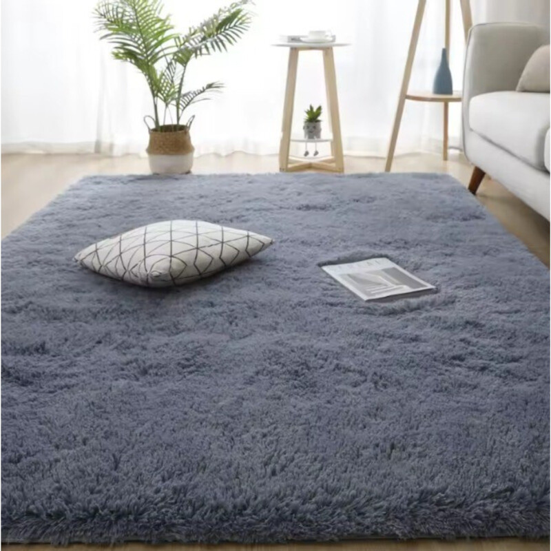 Alfombra Tapete Shaggy Peluda 100 X 150cm Pelo Alto Gris