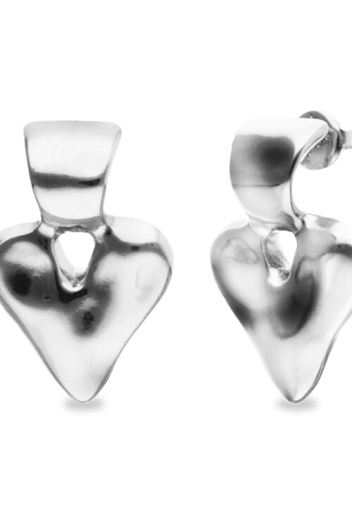 PENDIENTES DE CORAZÓN DE ALEACIÓN DE METALES BAÑADOS EN PLATA DE LEY Pendiente
