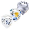 Set baberos bandana x3 dinos celeste pastel texto