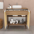 CONJUNTO DE BAÑO MODELO TREVISO COLOR CARVALHO / MUEBLE + BACHA + ESPEJO / 80 CM Conjunto De Baño Modelo Treviso Color Carvalho / Mueble + Bacha + Espejo / 80 Cm