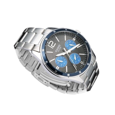 Reloj análogo Casio en acero Plateado,Negro,Azul