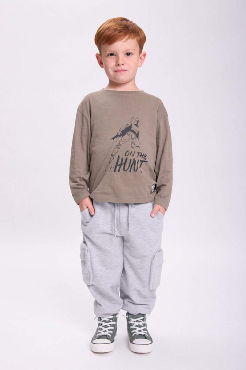 Pantalón deportivo cargo Gris Melange