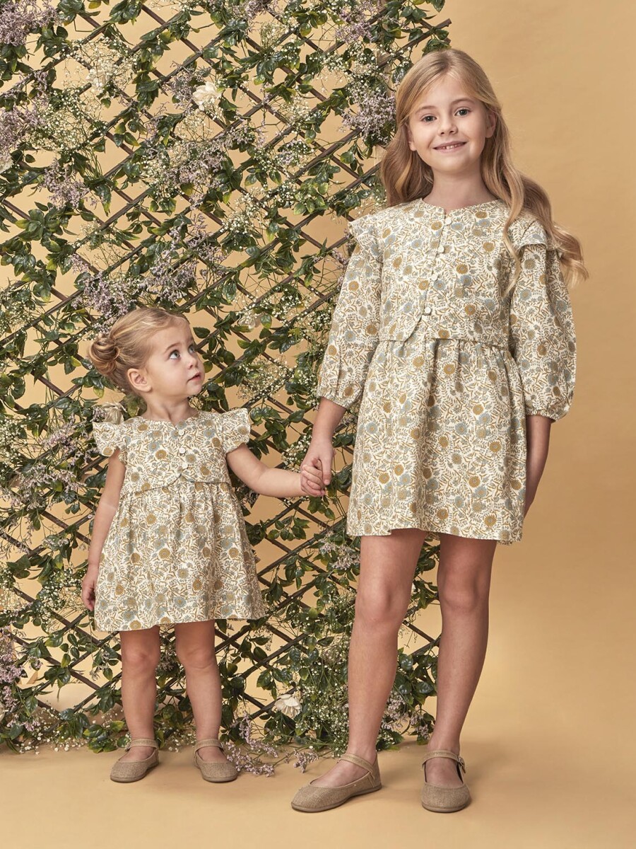 Vestido De Lino Estampado Blanco