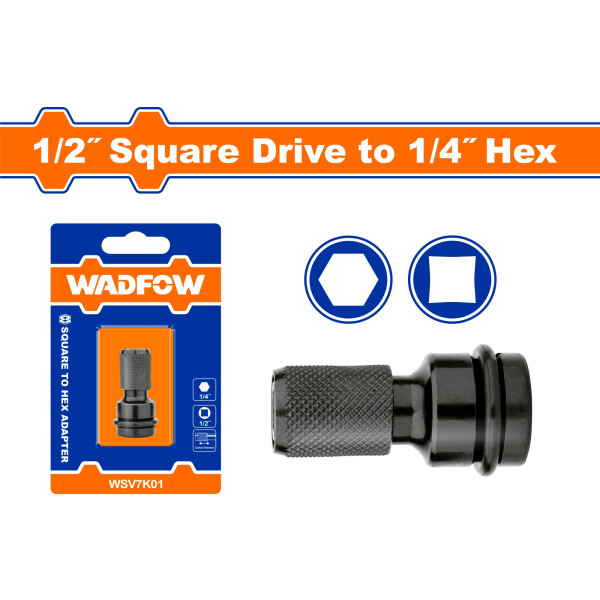ADAPTADOR DE ´´1/2 ´´ A ´´1/4´´ HEXAGONAL WADFOW WSV7K01 ADAPTADOR DE ´´1/2 ´´ A ´´1/4´´ HEXAGONAL WADFOW WSV7K01
