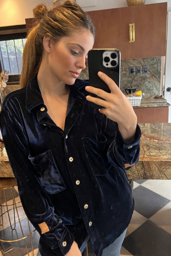 Velvet Shirt con Puño Azul