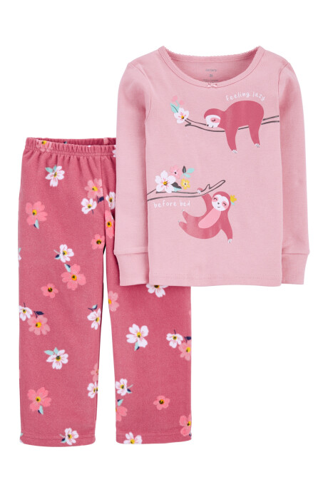 Pijama dos piezas pantalón de micropolar y remera Sin color