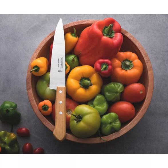 Cuchilla con mango de madera amarillo 10", modelo CARBON -TRAMONTINA TN8612