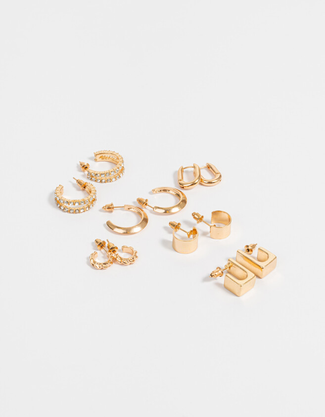 Aros Argollas Set Metal Set De Argollas Essential - Dorado