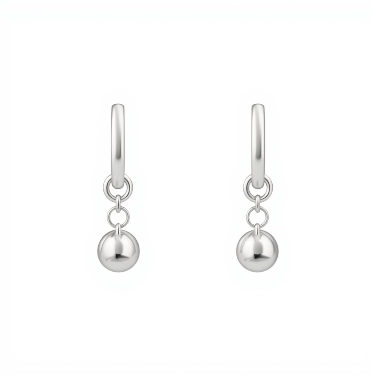 Caravanas Colgante Bola de Plata- Plata 925- Sin Piedra- CA4110 - sinpiedra 