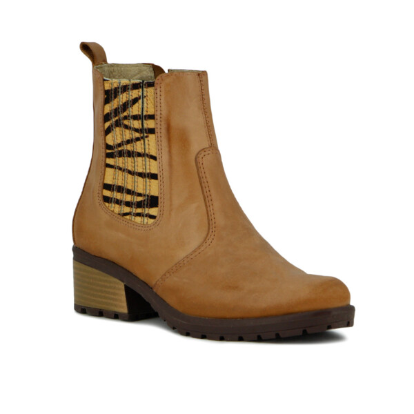 Macri Bota Caña Baja Suela Tr Taco Foliado Maiz-animal Print