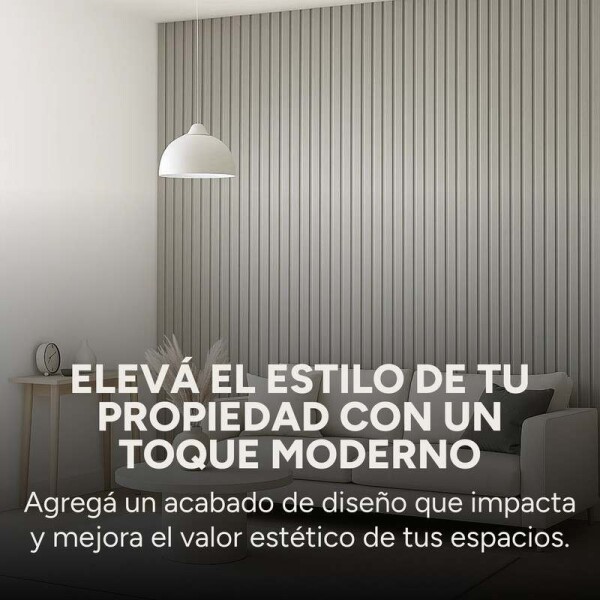 Pack x20 Wpc Simil Madera Wall Panel Lambrin 2.90x16.7 Color Gris Claro