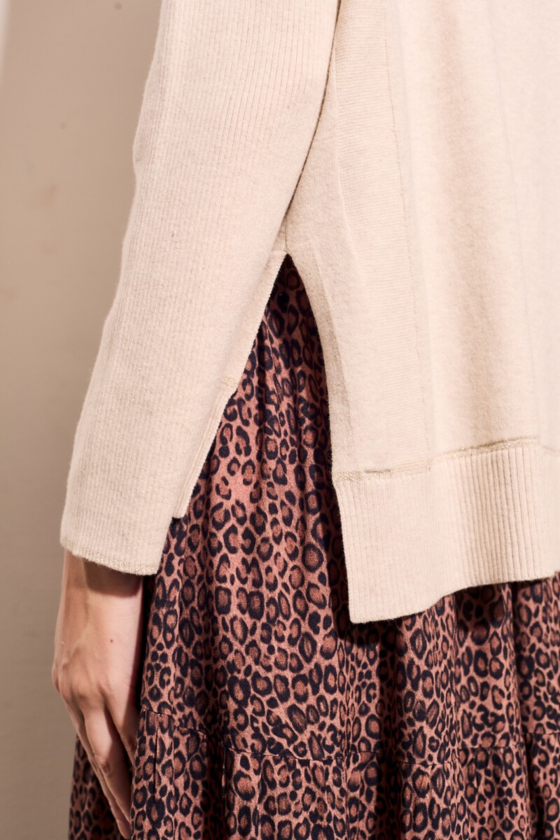 Polera Algodón Elastano Beige Melange