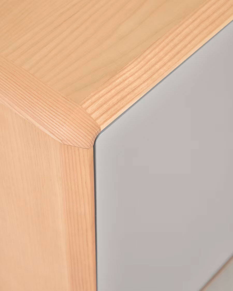 Mueble TV Anielle 2 puertas de madera maciza y chapa de fresno 180 x 41 cm Mueble TV Anielle 2 puertas de madera maciza y chapa de fresno 180 x 41 cm