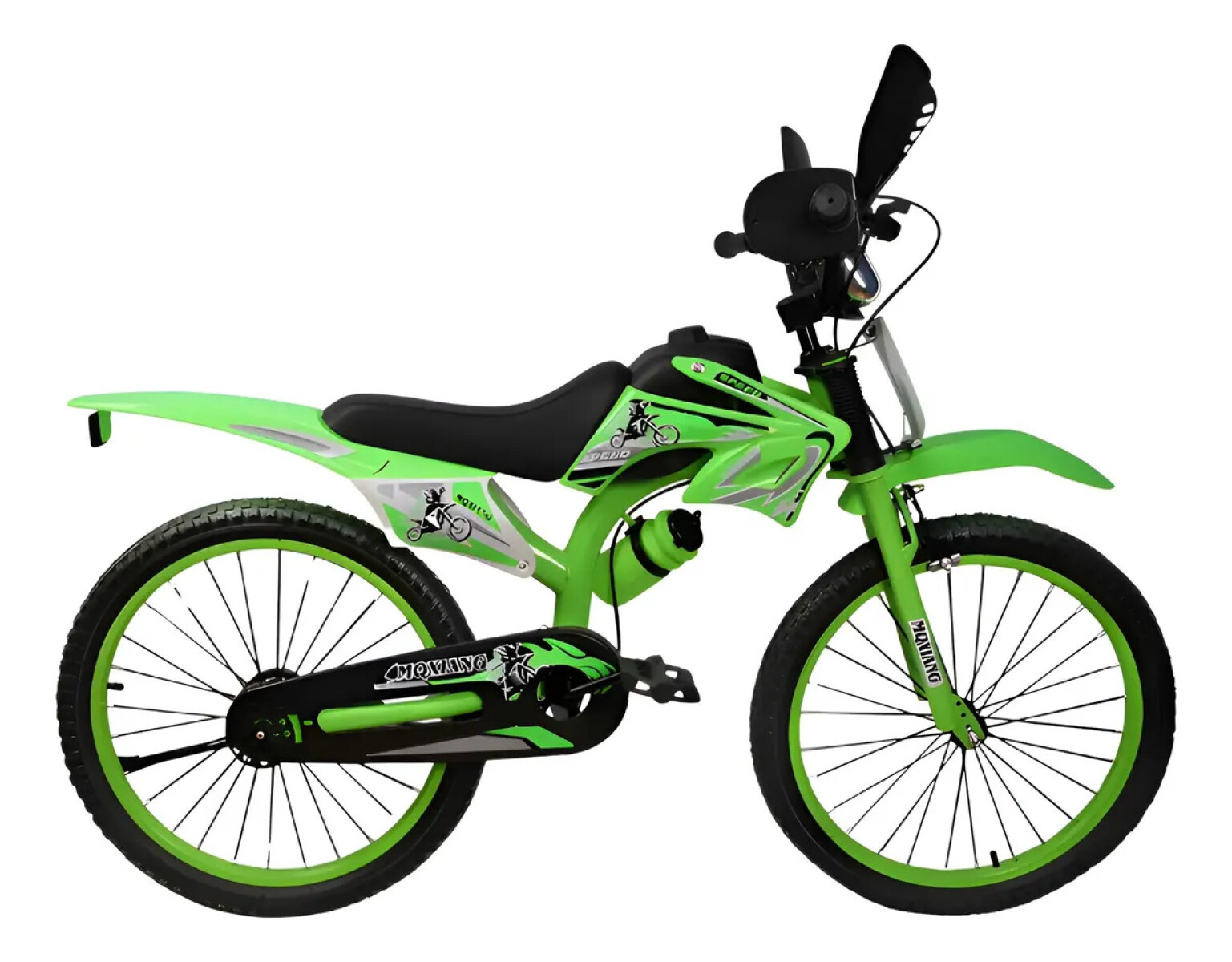 Bicicleta Estilo Moto Cross con Roncador Rodado 20" - VERDE 