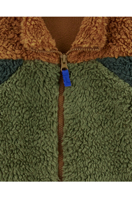 Campera de sherpa, diseño colorblock Sin color