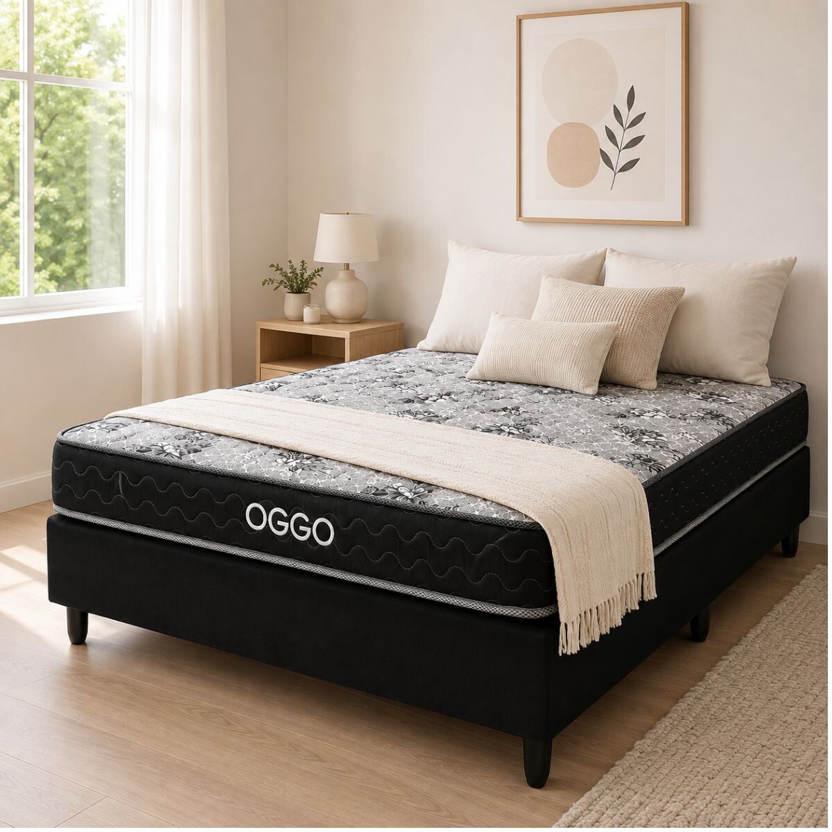 SOMMIER - PLATINO - 2 PLAZAS 100% ESPUMA CON BOX 