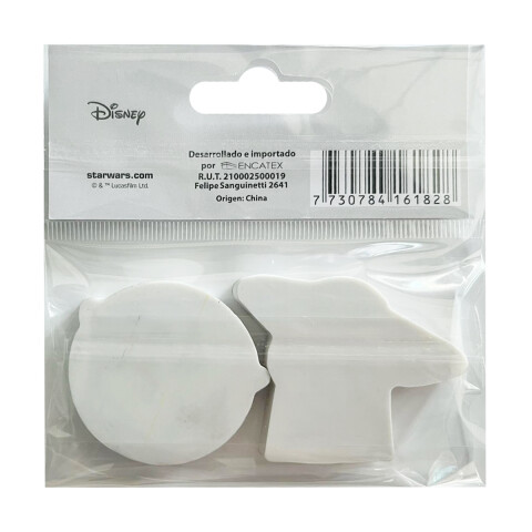 Pack x 2 Goma de Borrar Baby Yoda 4 cm GRIS