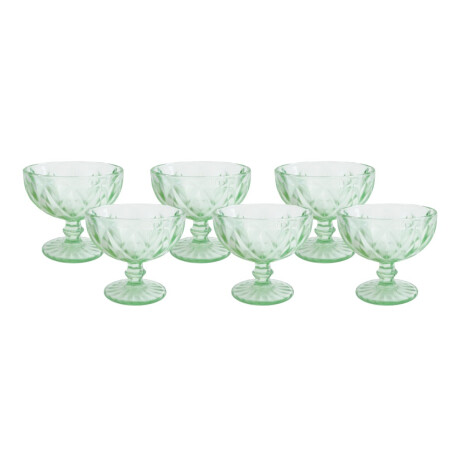 Set de 6 copas para helado de vidrio labrado Set de 6 copas para helado de vidrio labrado