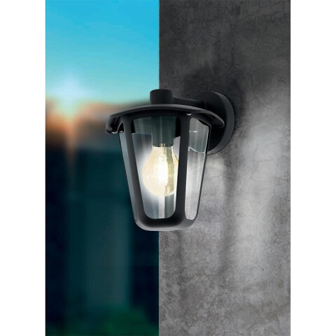 Farol colonial negro pared sur 1XE27 IP44 MONREALE EG3054