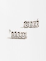 Pendientes Cortos Con Circonitas plateado