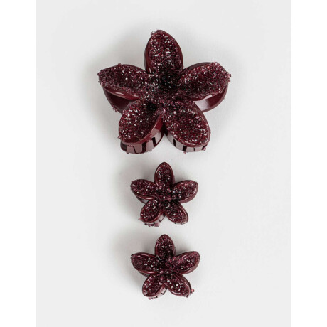 Set De Broches Flor Hawaiana Rojo Burdeaux