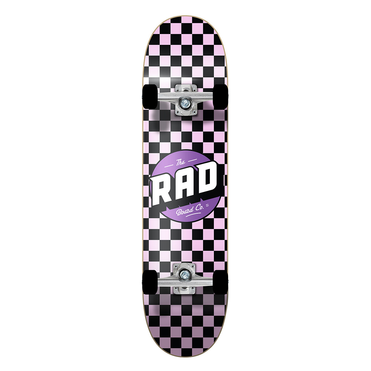 Skate Completo RAD Board Dude Crew Checkers Powder Pink / Black 7.5" 
