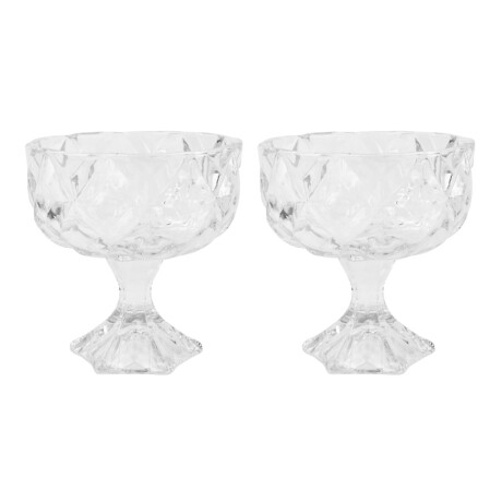 Set de 2 bowls con pie de vidrio labrado 788ml Set de 2 bowls con pie de vidrio labrado 788ml