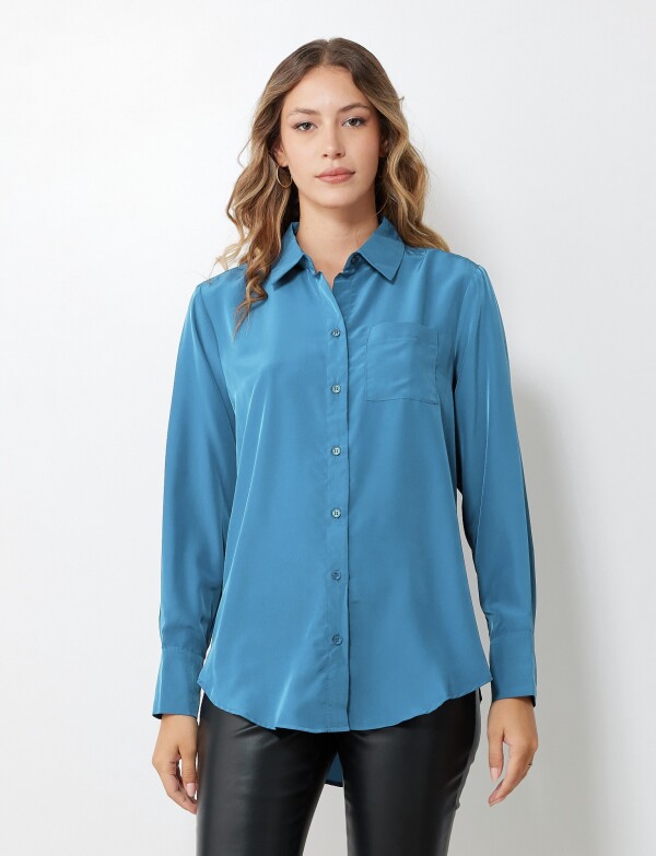 Camisa Saten TURQUESA