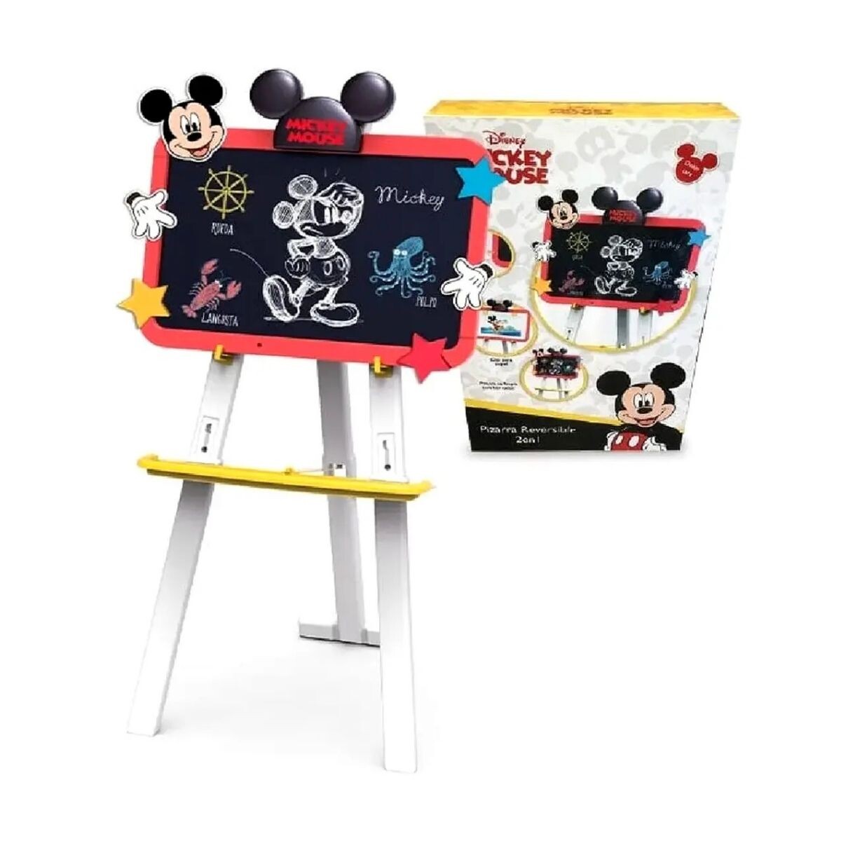 Pizarrón Infantil Disney Mickey Mouse Doble Cara Magnético - BLANCO 