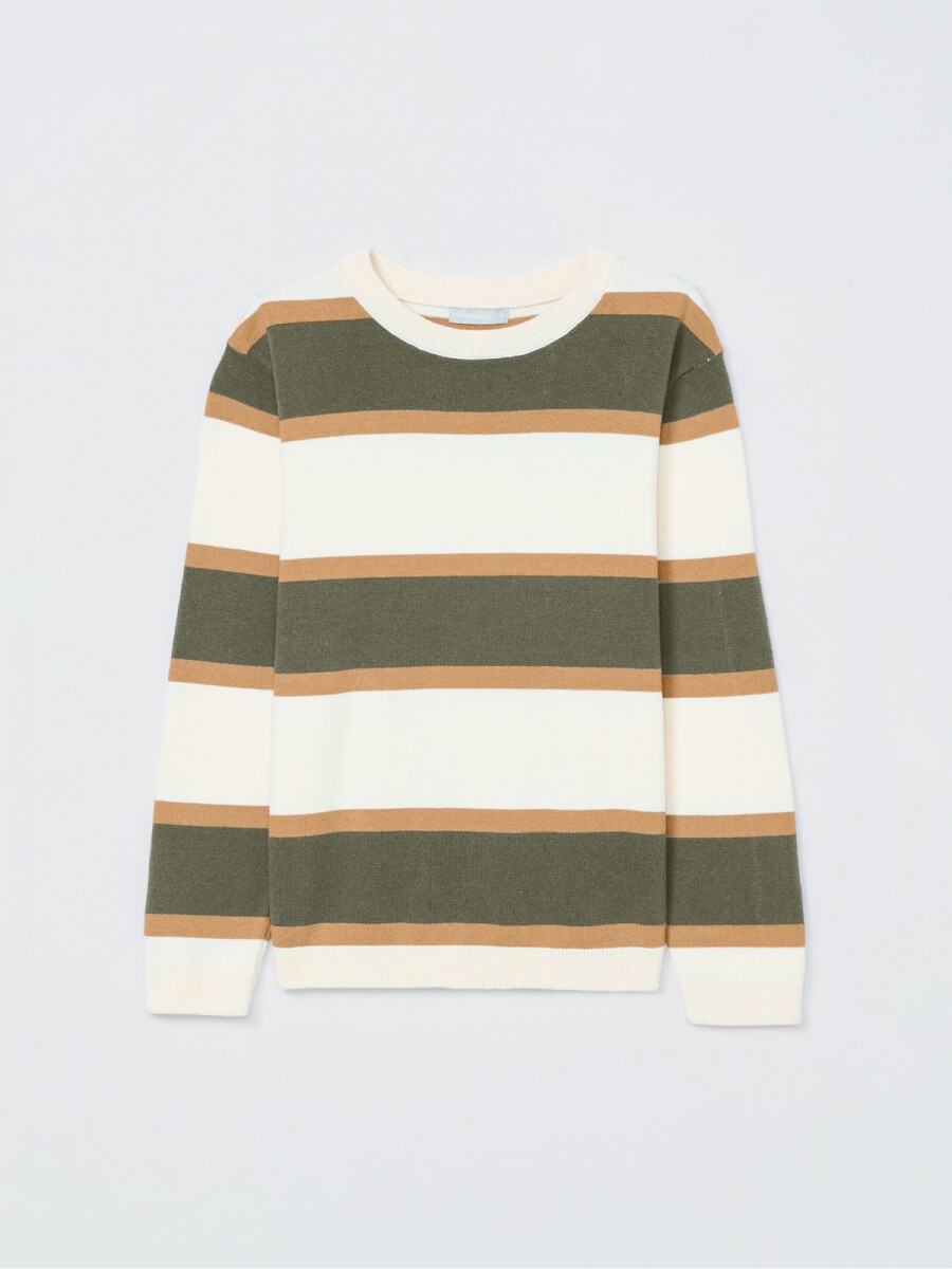 BUZO INFANTIL DE PUNTO A RAYAS - VERDE 