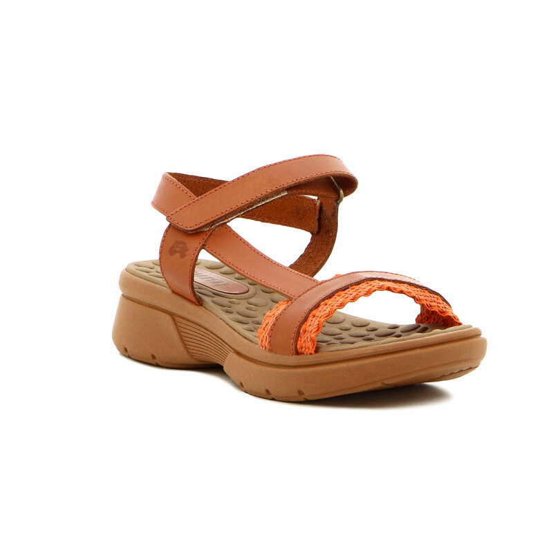 Country Sandalia Mujer Tira Ancha Con Pulsera Y Velcro Salmon