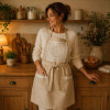 Delantal de Cocina en Algodón con Detalles en Puntilla Beige