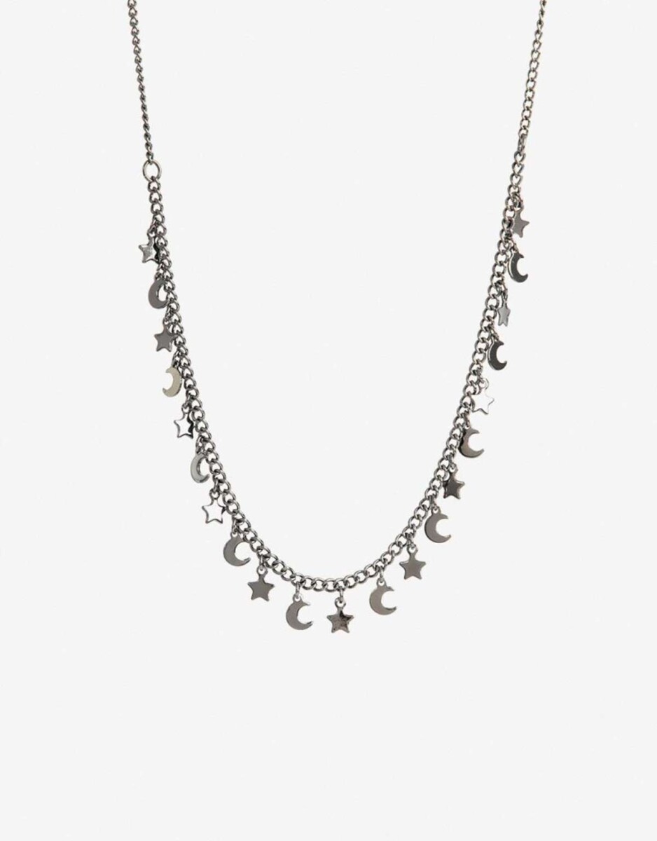 Collares Cortos Metal Estrellas - Plateado Hematite 