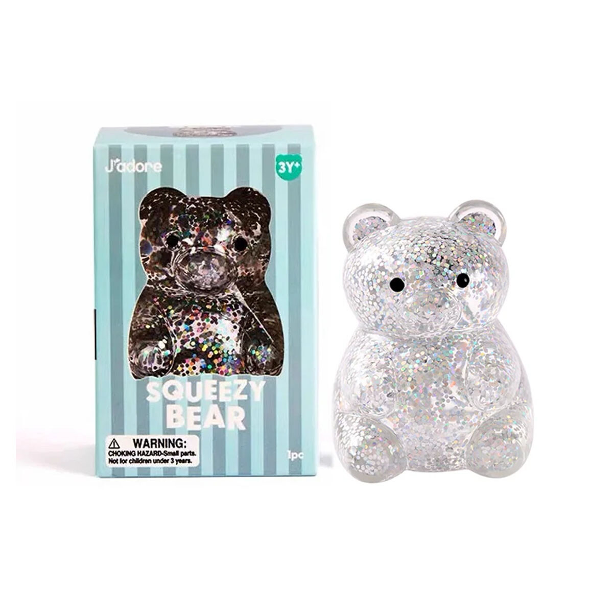 Squishy Oso Glitter Jadore - Plateado 