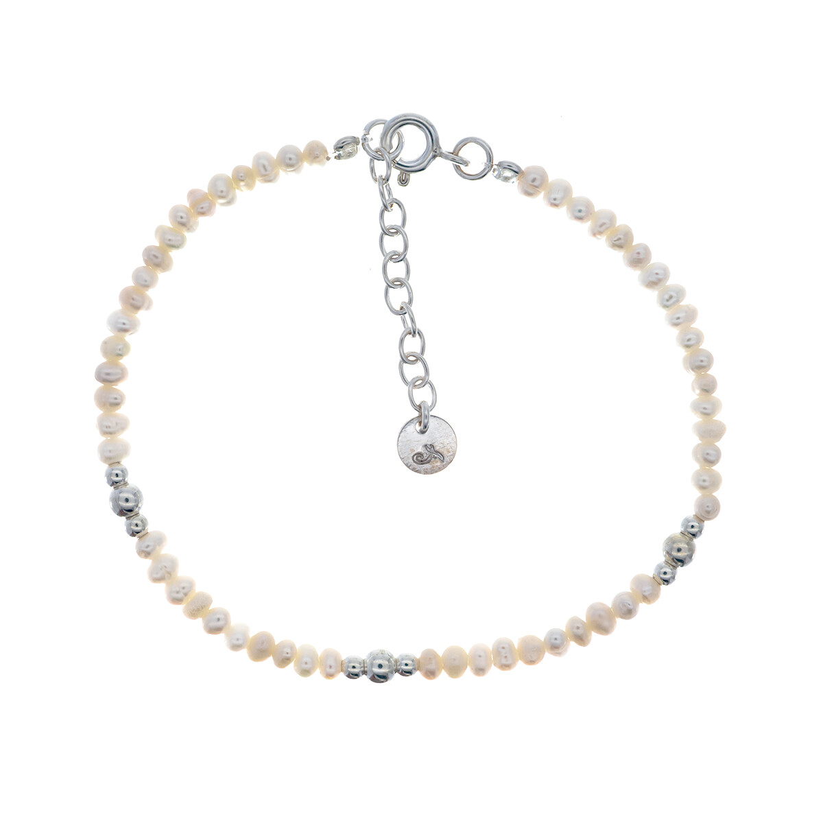 Pulsera de pleras de río y plata 925. 