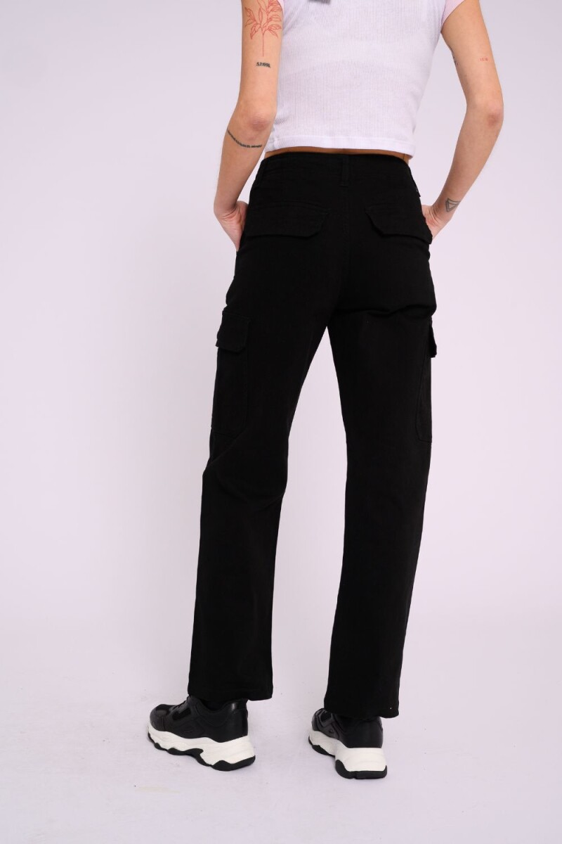 Pantalón cargo de gabardina Negro