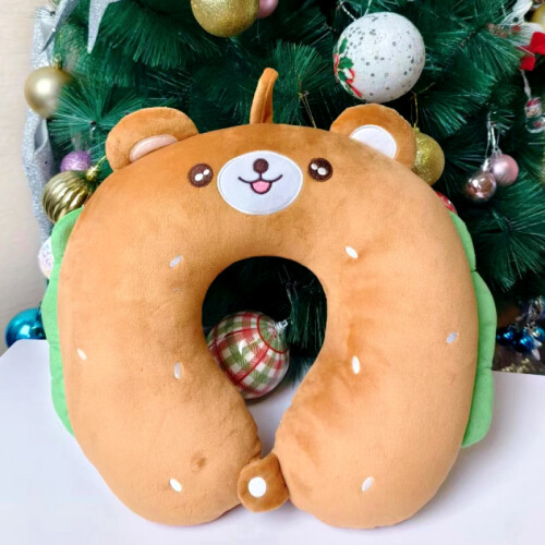 Almohada De Viaje De Espuma - Oso Hamburguesa - Marrón Almohada De Viaje De Espuma - Oso Hamburguesa - Marrón