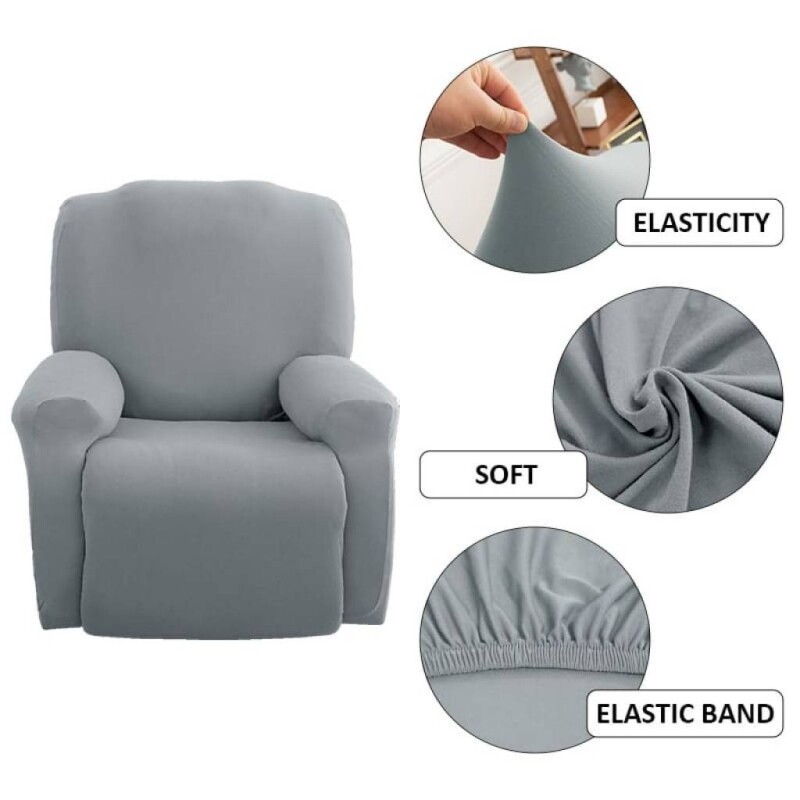 Funda sillón reclinable 1 cuerpo lisa gris claro