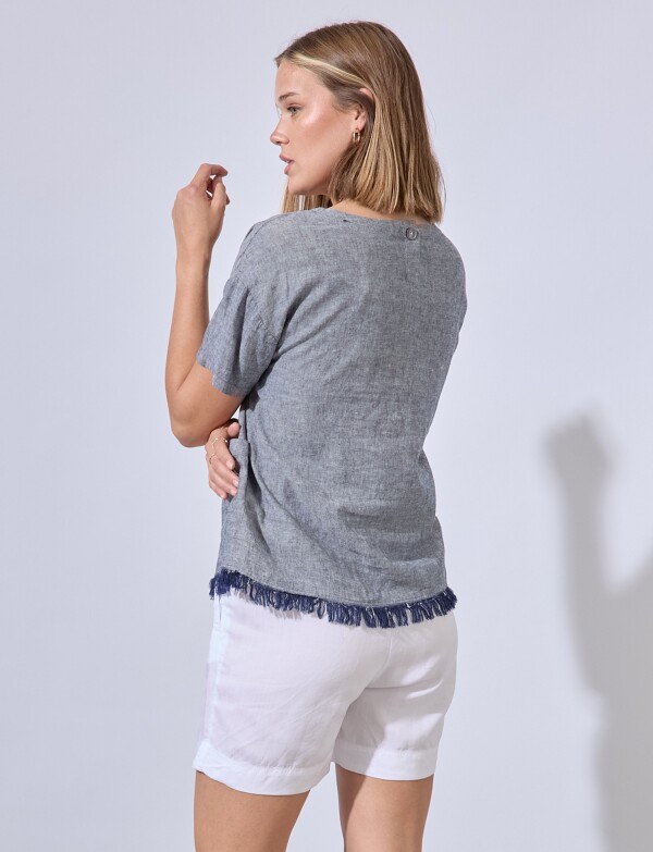 Blusa Lino Flecos GRIS