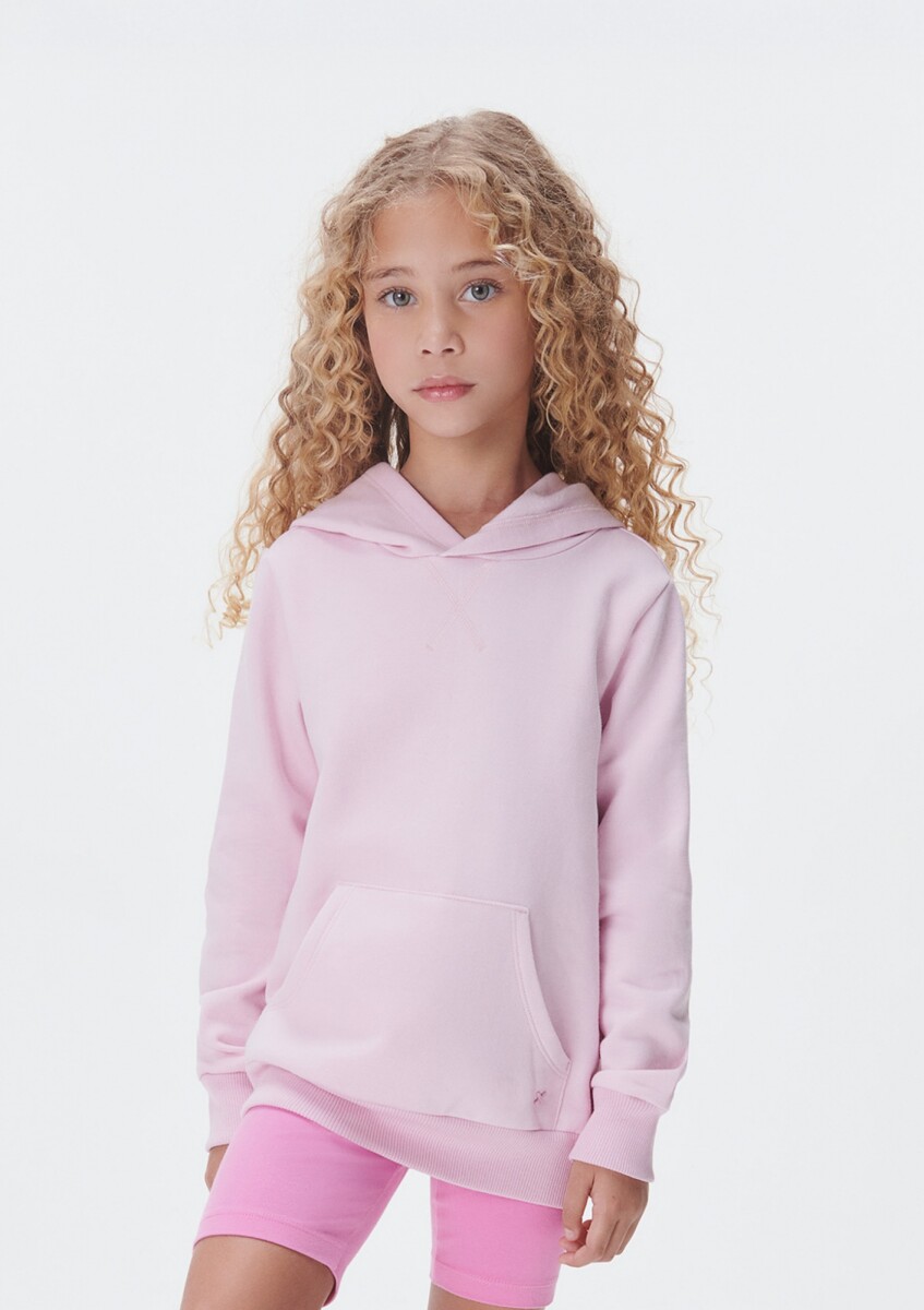 BUZO BÁSICO INFANTIL CON CAPUCHA - ROSA 