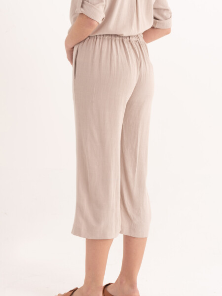 Pantalón palazzo de lino Beige