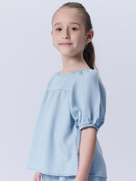 Blusa manga corta lyocell Celeste